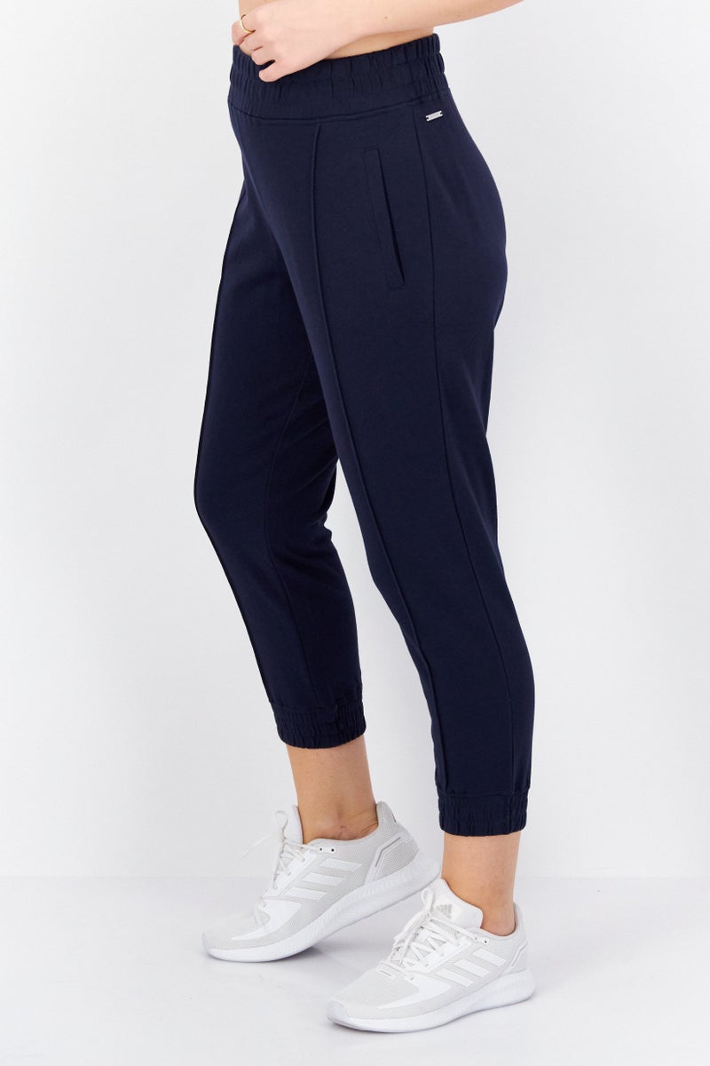 Marc New York Women Regular Fit Brand Logo Jogger Pants, Navy Blue - Image 4